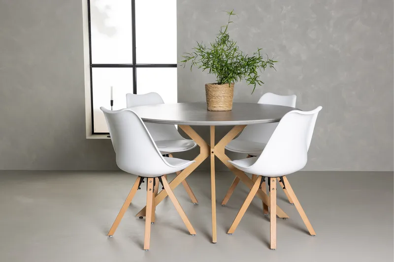 Piazza Matgrupp  120 cm Rund med 4 Zeno stolar - Grå - Products - Möbler - Bord & matgrupp - Matgrupp