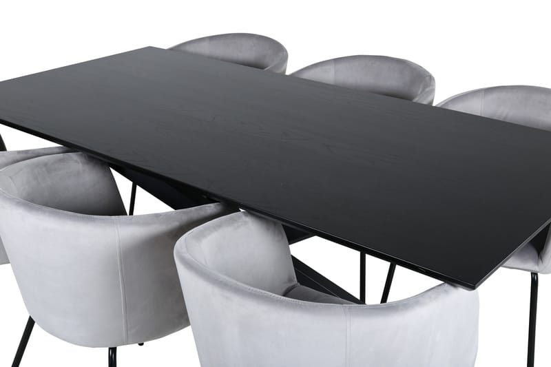 Piazza Matgrupp 180 cm Rektangulär med 6 Berit stolar - Svart - Products - Möbler - Bord & matgrupp - Matgrupp