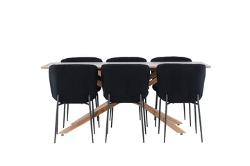 Piazza Matgrupp 180 cm Rektangulär med 6 Modesto stolar - Mocca/Svart - Products - Möbler - Bord & matgrupp - Matgrupp