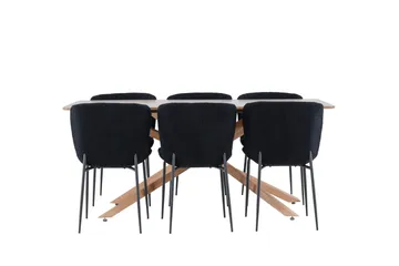 Piazza Matgrupp 180 cm Rektangulär med 6 Modesto stolar - Mocca/Svart - Products - Möbler - Bord & matgrupp - Matgrupp