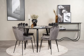 Plaza Matgrupp 100 cm Rund med 4 Limhamn stolar - Svart - Products - Möbler - Bord & matgrupp - Matgrupp