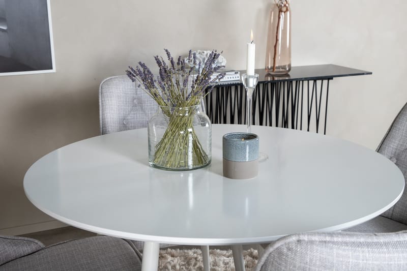 Plaza Matgrupp 100 cm Rund med 4 Velvet Deluxe stolar - Grå - Products - Möbler - Bord & matgrupp - Matgrupp