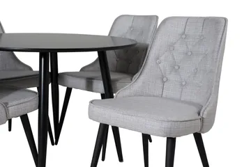 Plaza Matgrupp 100 cm Rund med 4 Velvet Deluxe stolar - Svart - Products - Möbler - Bord & matgrupp - Matgrupp