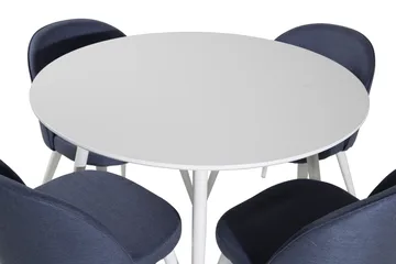 Plaza Matgrupp 100 cm Rund med 4 Velvet stolar - Blå - Products - Möbler - Bord & matgrupp - Matgrupp