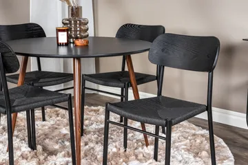 Plaza Matgrupp 100 cm Rund med 4 Polly stolar - Svart - Products - Möbler - Bord & matgrupp - Matgrupp