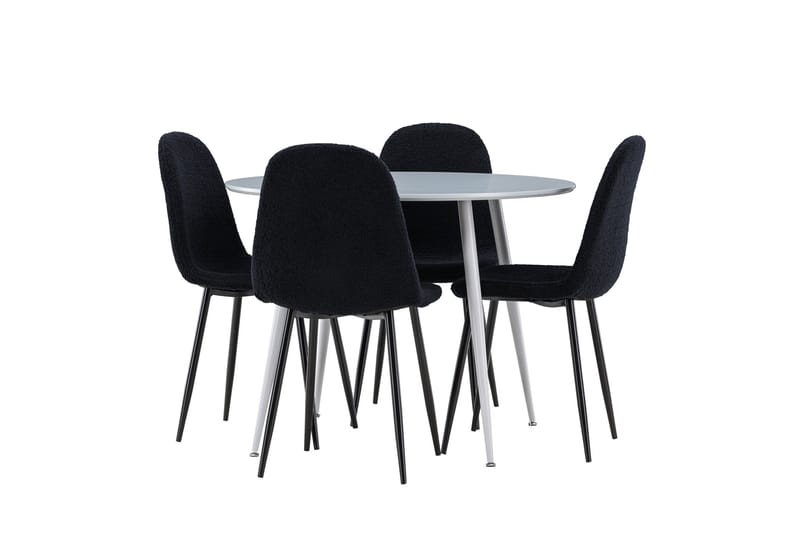 Plaza Matgrupp 100 cm Rund med 4 Polar stolar - Grå/Svart - Products - Möbler - Bord & matgrupp - Matgrupp