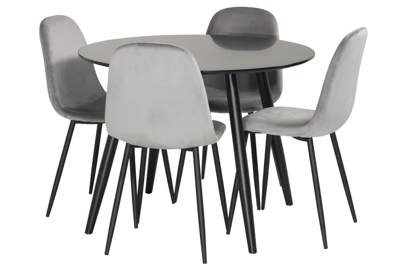 Plaza Matgrupp 100 cm Rund med 4 Polar stolar, Svart