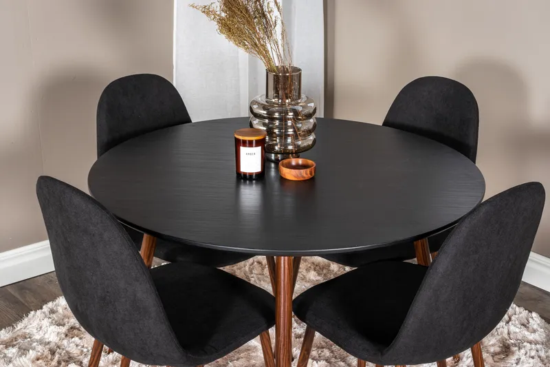 Plaza Matgrupp 100 cm Rund med 4 Polar stolar - Svart - Products - Möbler - Bord & matgrupp - Matgrupp