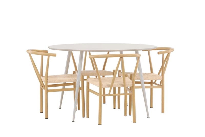 Plaza Matgrupp 120 cm Rund med 4 Alfons stolar - Beige/Beige - Products - Möbler - Bord & matgrupp - Matgrupp