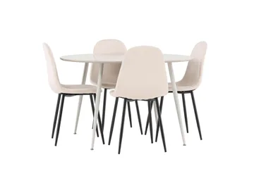 Plaza Matgrupp 120 cm Rund med 4 Polar stolar - Beige/Beige - Products - Möbler - Bord & matgrupp - Matgrupp