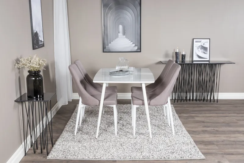 Polar Matgrupp 120 cm Rektangulär med 4 Leone stolar - Grå - Products - Möbler - Bord & matgrupp - Matgrupp