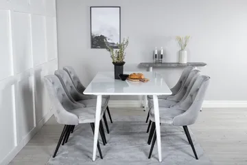 Polar Matgrupp 180 cm Rektangulär med 6 Velvet Deluxe stolar - Svart - Products - Möbler - Bord & matgrupp - Matgrupp