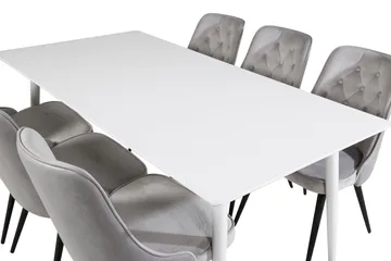 Polar Matgrupp 180 cm Rektangulär med 6 Velvet Deluxe stolar - Svart - Products - Möbler - Bord & matgrupp - Matgrupp