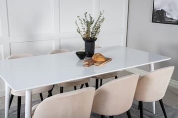 Polar Matgrupp 180 cm Rektangulär med 6 Velvet stolar - Beige - Products - Möbler - Bord & matgrupp - Matgrupp