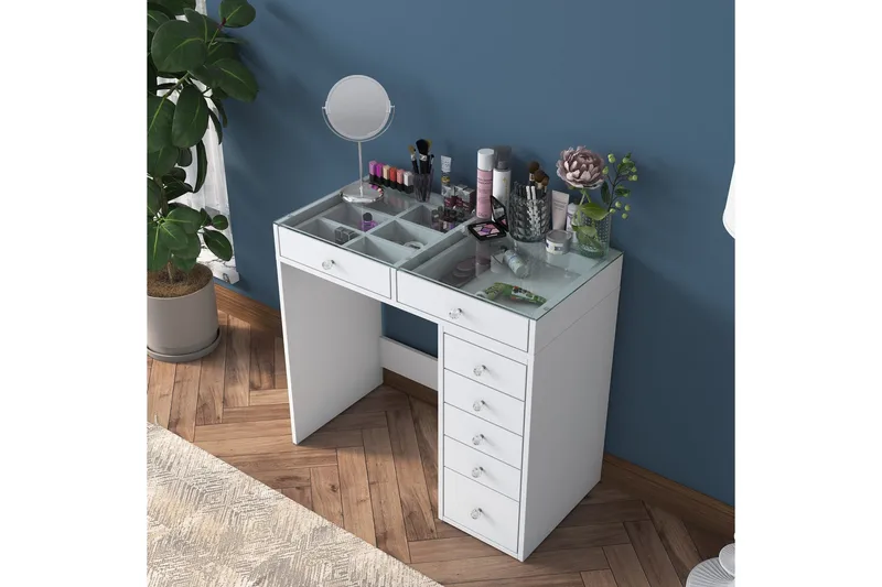 Ramender Sminkbord 90 cm - Glasskiva - Products - Möbler - Bord & matgrupp - Sminkbord & toalettbord