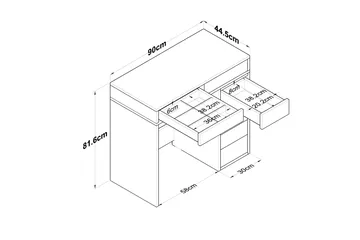 Ramender Sminkbord 90 cm - Vit - Products - Möbler - Bord & matgrupp - Sminkbord & toalettbord