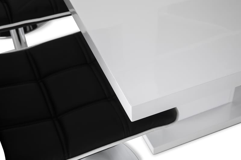 Ratliff Förlängningsbar Matgrupp 180 cm med 6 Frida Stol - Vit/Svart PU/Krom - Products - Möbler - Bord & matgrupp - Matgrupp