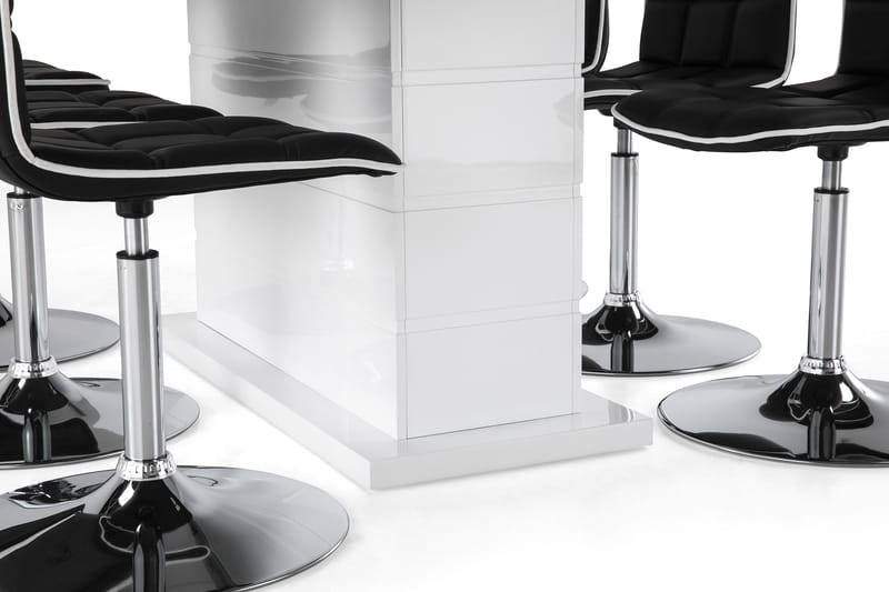 Ratliff Förlängningsbar Matgrupp 180 cm med 6 Frida Stol - Vit/Svart PU/Krom - Products - Möbler - Bord & matgrupp - Matgrupp