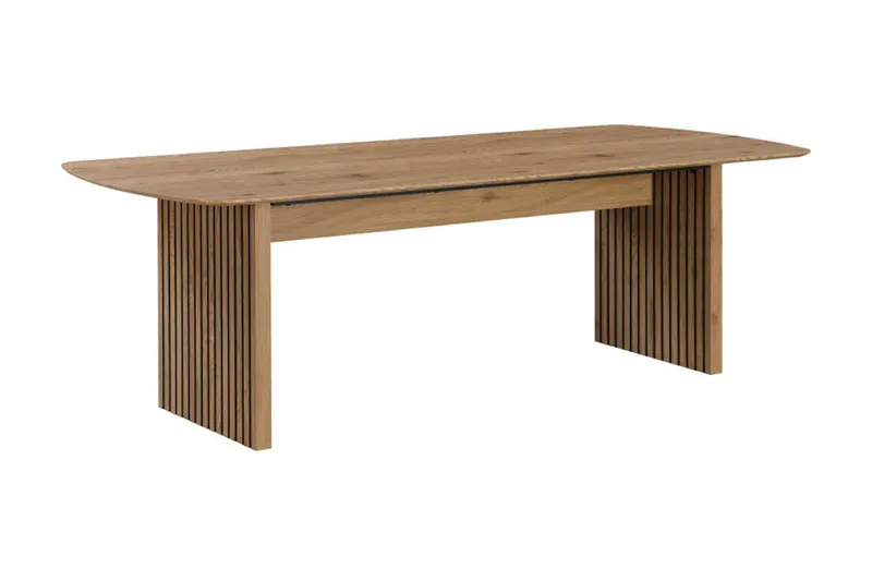 Richeto Matbord 180 cm med 6 Lucy Matstolar - Naturlig finish / Greige Bouclé / Metallben Svart - Products - Möbler - Bord & matgrupp - Matgrupp