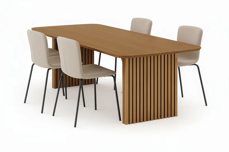 Richeto Matbord 240 cm med 4 Katy Matstolar, Ek