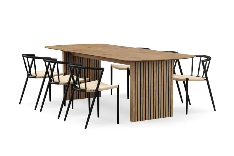 Richeto Matbord 240 cm med 6 Winston Matstolar - Ek - Products - Möbler - Bord & matgrupp - Matgrupp