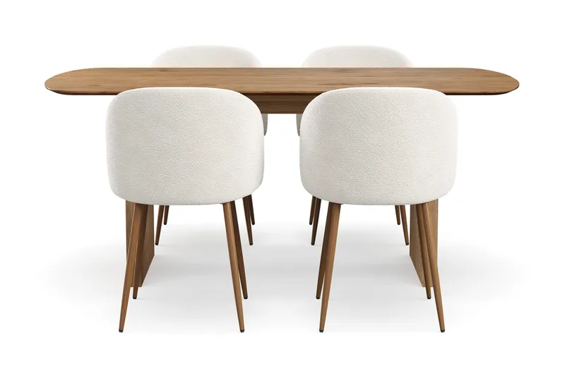Richeto Matgrupp 180 cm med 4 Greya Matstolar med Armstöd - Ek - Products - Möbler - Bord & matgrupp - Matgrupp