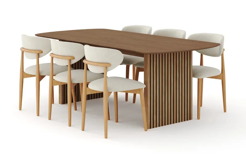 Richeto Matgrupp 210 cm Ek med 6 Molly Matstolar - Ek - Products - Möbler - Bord & matgrupp - Matgrupp