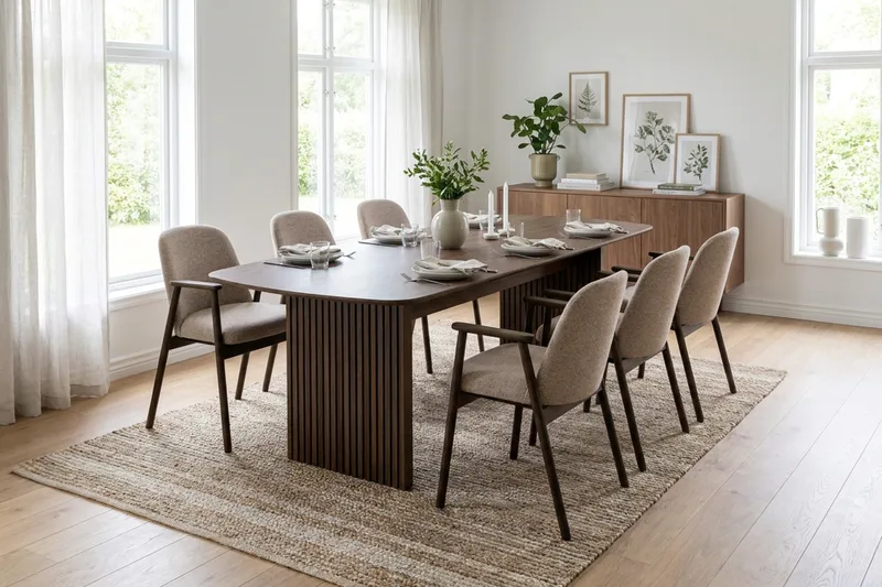 Richeto Matgrupp 210 cm med 6 Reciclar Matstolar - Rökt ek - Products - Möbler - Bord & matgrupp - Matgrupp