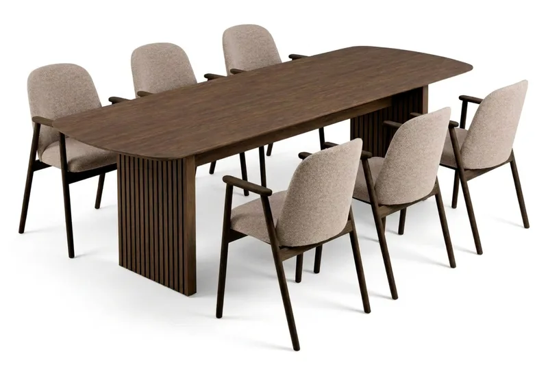 Richeto Matgrupp 210 cm med 6 Reciclar Matstolar - Rökt ek - Products - Möbler - Bord & matgrupp - Matgrupp