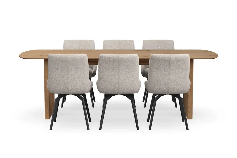 Richeto Matgrupp 240 cm med 6 Mora Snurrstolar - Ek - Products - Möbler - Bord & matgrupp - Matgrupp