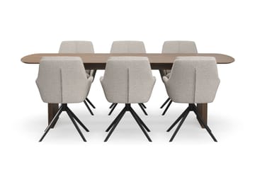 Richeto Matgrupp 240 cm med 6 Torsby Snurrstolar - Rökt ek/Mörkbeige - Products - Möbler - Bord & matgrupp - Matgrupp