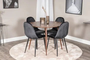 Ridones Matgrupp 100 cm Rund inkl 4 Pontus Stolar - Brun/Svart - Products - Möbler - Bord & matgrupp - Matgrupp