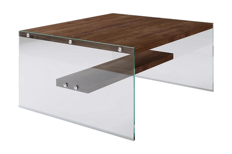Sabani Soffbord 75 cm med Förvaring Hylla, Glas/Brun