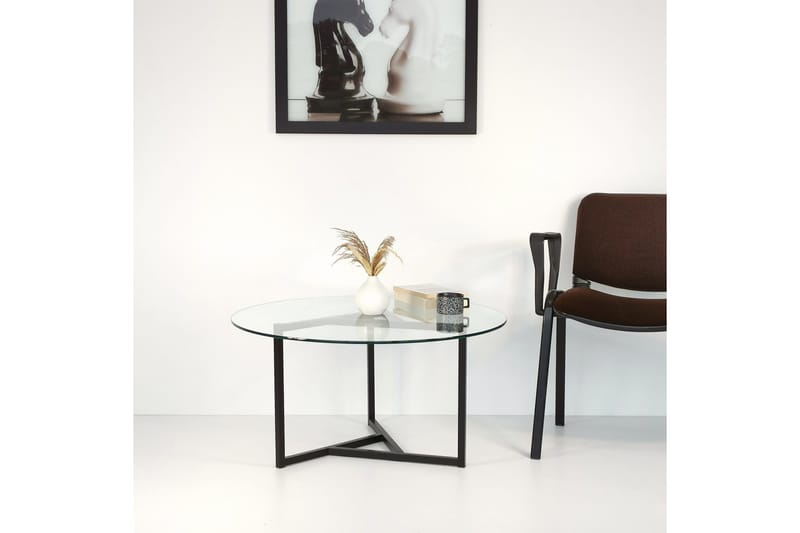 Sabani Soffbord 75 cm Runt X-formade Ben - Rökfärgat - Products - Möbler - Bord & matgrupp - Soffbord
