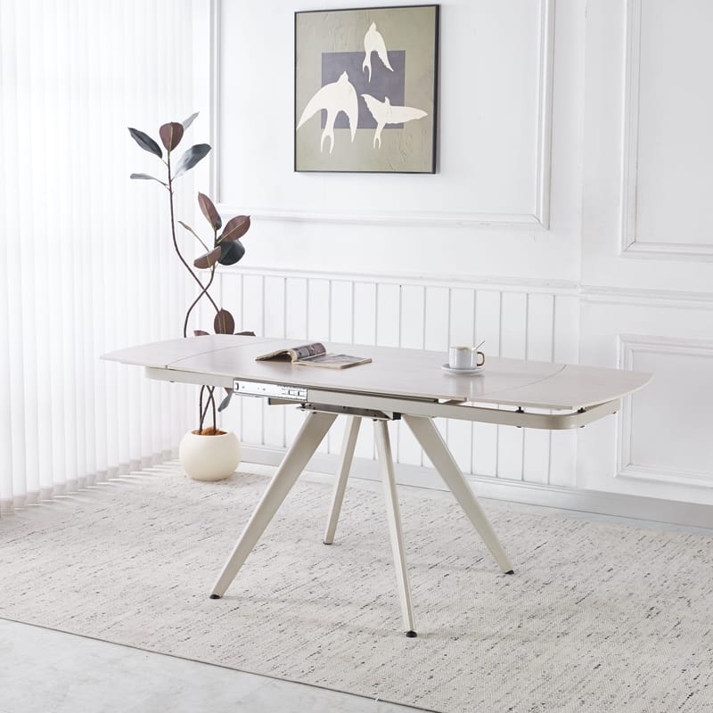Saturnus matbord förlängningsbart 120 till 180 cm - Beige Travertin - Beige Travertin - Products - Möbler - Bord & matgrupp - Matbord & köksbord