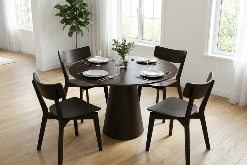 Siena Matgrupp 110 cm runt i Rökt Ek med 4 Amelia Matstolar - Rökt Ek - Products - Möbler - Bord & matgrupp - Matgrupp