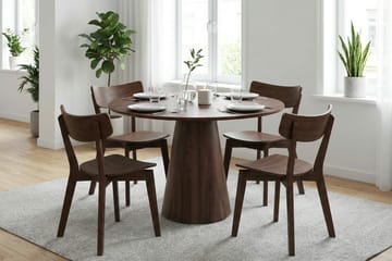 Siena Matgrupp 110 cm runt i Valnöt med 4 Amelia Matstolar - Valnöt - Products - Möbler - Bord & matgrupp - Matgrupp
