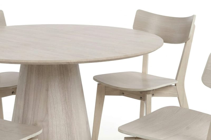 Siena Matgrupp 110 cm runt Vitlaserad med 4 Amelia Matstolar - Vitlaserad - Products - Möbler - Bord & matgrupp - Matgrupp