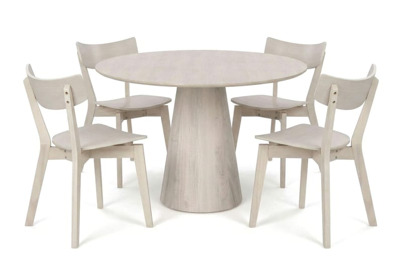 Siena Matgrupp 110 cm runt Vitlaserad med 4 Amelia Matstolar - Vitlaserad - Products - Möbler - Bord & matgrupp - Matgrupp