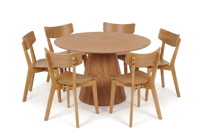 Siena Matgrupp 130 cm runt i Ek med 6 Amelia Matstolar - Ek - Products - Möbler - Bord & matgrupp - Matgrupp