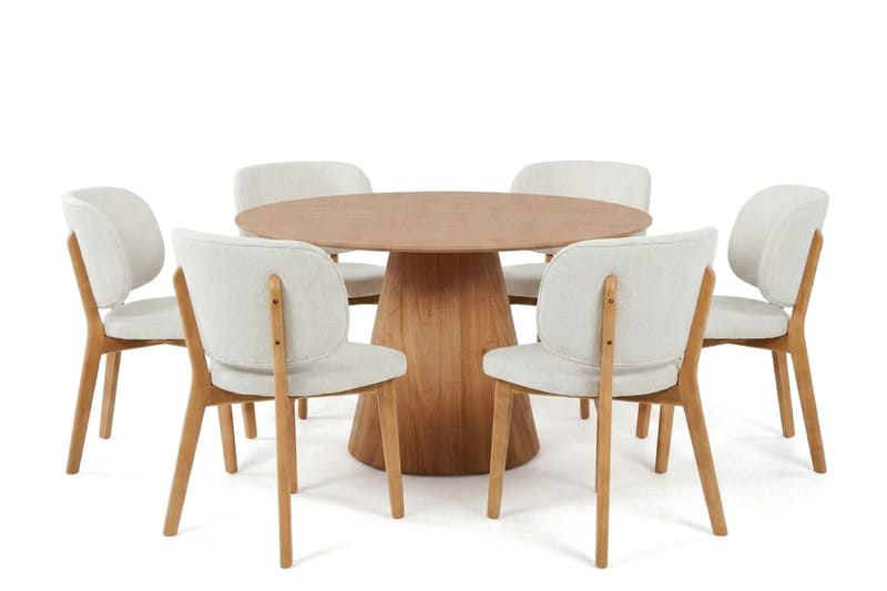Siena Matgrupp 130 cm runt i Ek med 6 Eira Matstolar - Ek - Products - Möbler - Bord & matgrupp - Matgrupp
