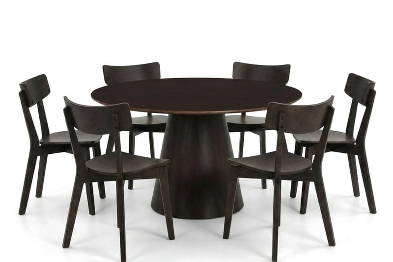Siena Matgrupp 130 cm runt i Rökt Ek med 6 Amelia Matstolar - Rökt Ek - Products - Möbler - Bord & matgrupp - Matgrupp