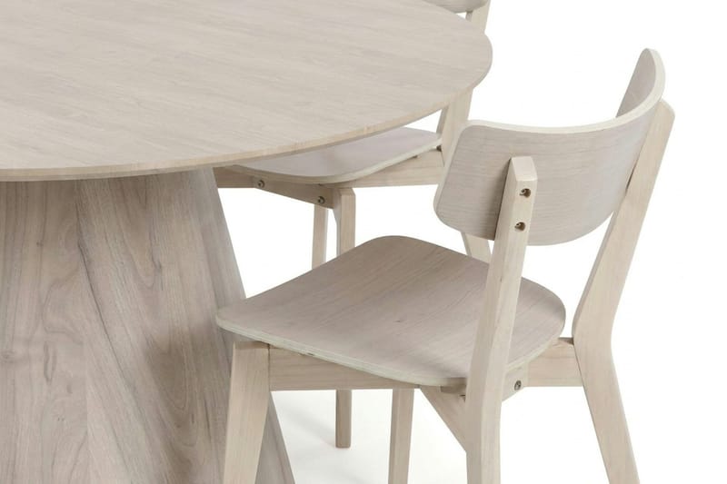 Siena Matgrupp 130 cm runt Vitlaserad med 6 Amelia Matstolar - Vitlaserad - Products - Möbler - Bord & matgrupp - Matgrupp