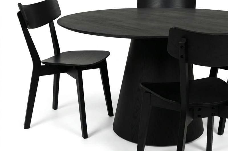 Siena Matgrupp 150 cm runt i Svart med 6 Amelia Matstolar - Svart - Products - Möbler - Bord & matgrupp - Matgrupp