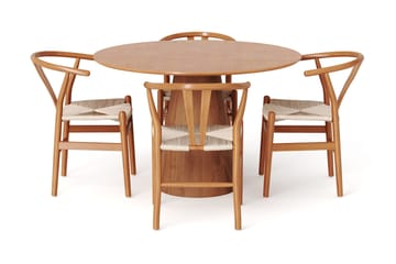 Siena Matgrupp runt 110 cm Ek med 4 Dastoori Matstolar - Ek - Products - Möbler - Bord & matgrupp - Matgrupp