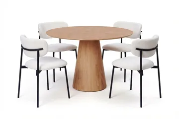 Siena Matgrupp runt 110 cm Ek med 4 Lucy Matstolar - Ek - Products - Möbler - Bord & matgrupp - Matgrupp