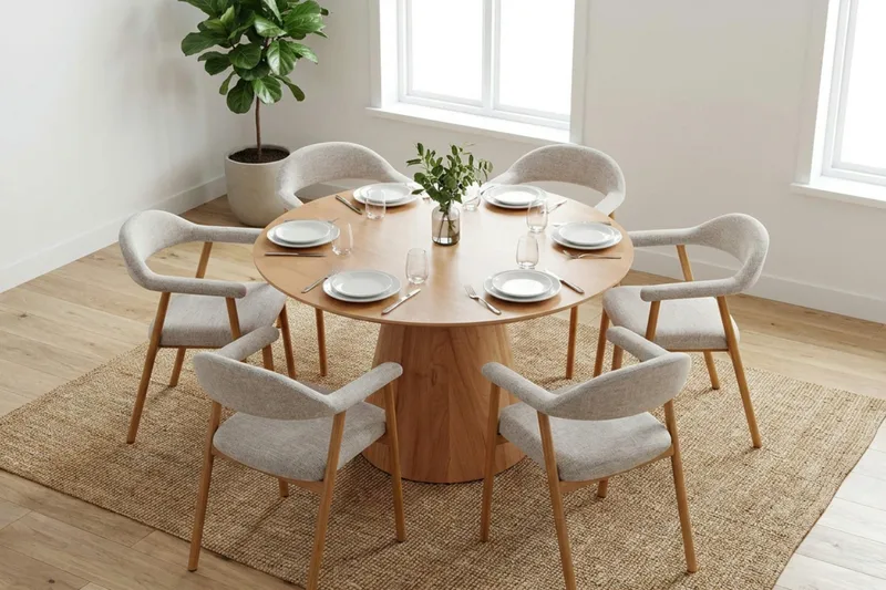 Siena Matgrupp runt 130 cm Ek med 4 Ronja Matstolar - Ek - Products - Möbler - Bord & matgrupp - Matgrupp