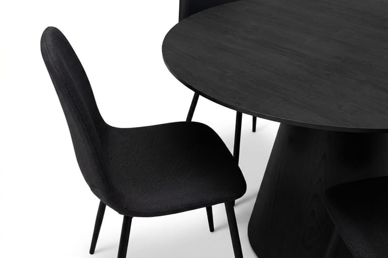 Siena Matgrupp runt 130 cm Svart med 6 Nibe Matstolar - Svart - Products - Möbler - Bord & matgrupp - Matgrupp