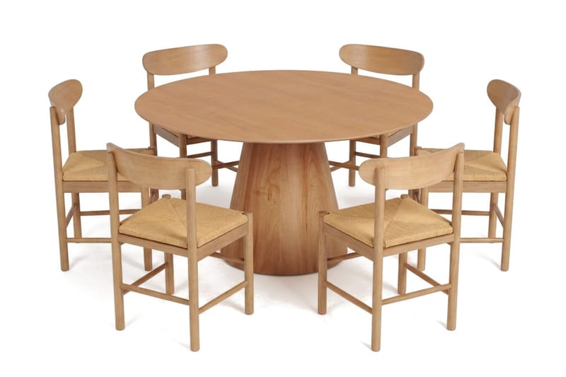 Siena Matgrupp runt 150 cm Ek med 6 Malte Matstolar - Ek - Products - Möbler - Bord & matgrupp - Matgrupp