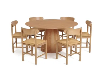 Siena Matgrupp runt 150 cm Ek med 6 Malte Matstolar - Ek - Products - Möbler - Bord & matgrupp - Matgrupp